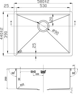 Мойка кухонная Zorg Inox  R 5844